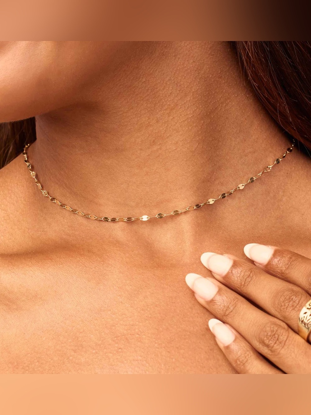 Oradina Solid 14k Gold Cabaret Necklace 16”